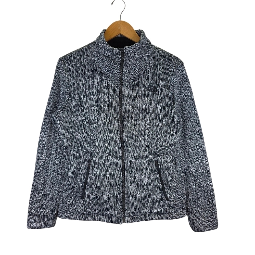 The North Face Womens Apex Chromium Jacket Black Herringbone Fleece Lined Medium
